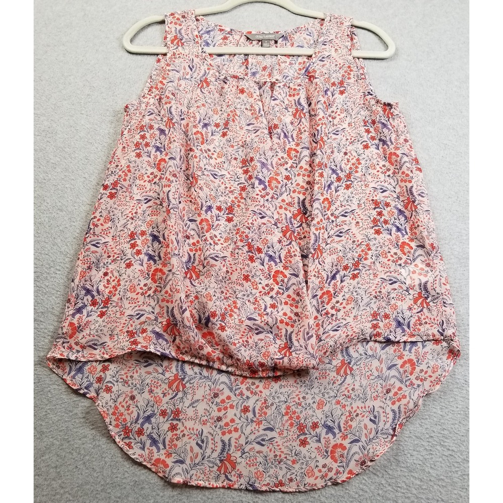 daisy fuentes Tank Top Womens Small Floral Sleeveless High Low Sheer Lightweight